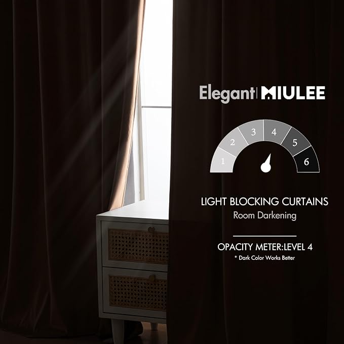 MIULEE Blush Beige Velvet Curtains 52x90 inches Luxury Blackout Curtains | - Image 5