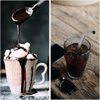 4Pcs Stainless Steel Straws Spoons, 2 in 1 Reusable Snow Cone Drinking Stainless Steel Ice Tea Metall Long Spoons Straws with 1 Cleaning Brushes for Cocktail Milkshake(4)