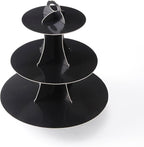2Pcs 3-Tier Cupcake Stand, Cake Stand holder, Tiered DIY Cupcake Stand Tower for Dessert Table Displays, Birthday Theme Party Favors Decoration, Floral Tea Party, 12" W x 12.8" H, Black