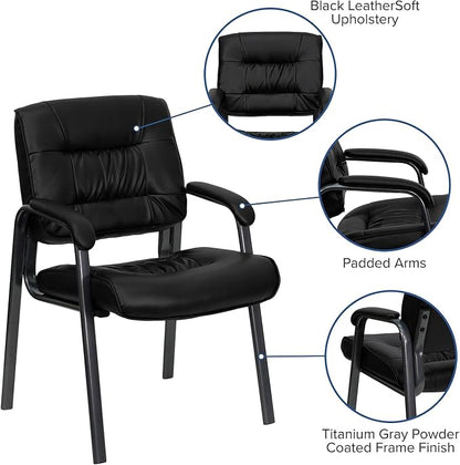 Flash Furniture Haeger Black LeatherSoft Executive Side Reception Chair - Image 4