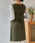 Women Cobbler Apron Japanese Style Aprons with 3 Pockets for Work Chef Kitchen
