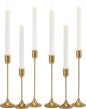 Brass Gold Candlestick Holders, Metal Taper Candle Holders Set of 6, Vintage by Batoslee