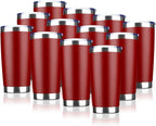 20oz Tumbler Bulk Stainless Steel Vacuum Insulated Tumblers with Lid Double Wall Travel Mug, Durable Powder Coated Coffee Cup, Suitable for Ice Drinks and Hot Beverage (Red 12pack)
