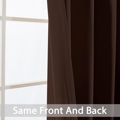 Yakamok Room Darkening Curtains 52x96 inch Long Chocolate Brown-Bedroom | 2 - Image 6