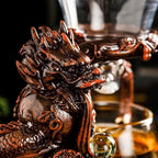 Glass Teapot Set with Infuser Semi Automatic Dragon Tea Set with 6 Small Cups (red dragon)