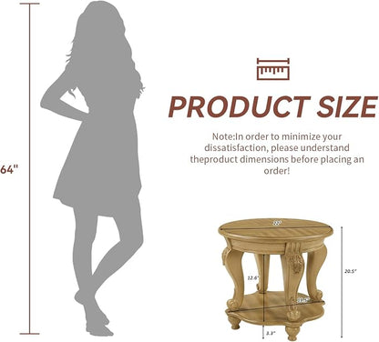 LKTART Round End Tables for Living Room, Vintage Side Table for Small Spaces - Image 3