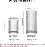 INSETLAN Glass Cups Vintage Glassware Set of 4 Small, Origami Style Transparent Cocktail Glasses Set, Bar Beverages Ice Coffee Cup Juice Ripple Drinkware, 270ml (S)