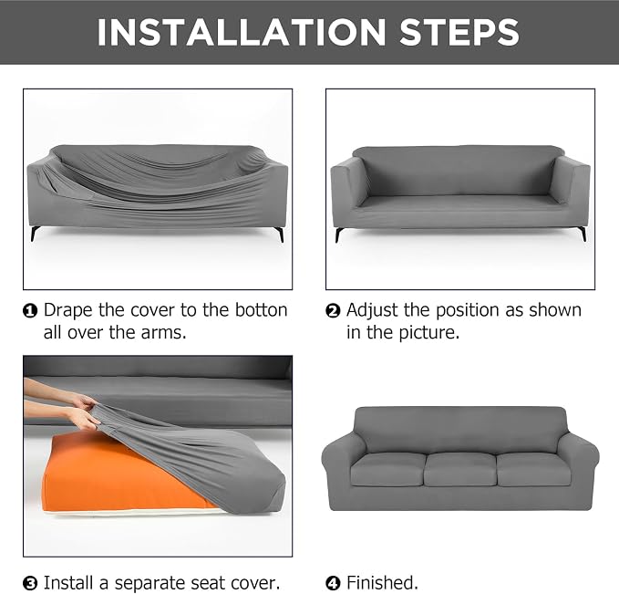 HunnmingRe Sofa Covers for 3 Cushion Couch Stretch Sofa and Loveseat Covers Set - Image 3