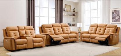 ANJ 3-Piece Faux Leather Power Recliner Sofa Set by ANJ