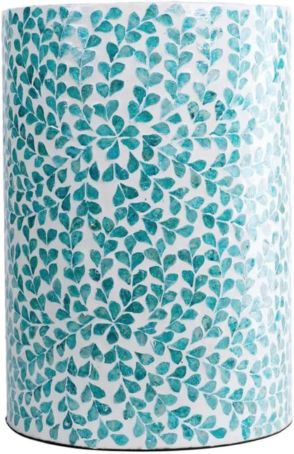 PEMAR Mother of Pearl Inlaid Cylinder Drum End Table Nacre Capiz Shell Side by PEMAR