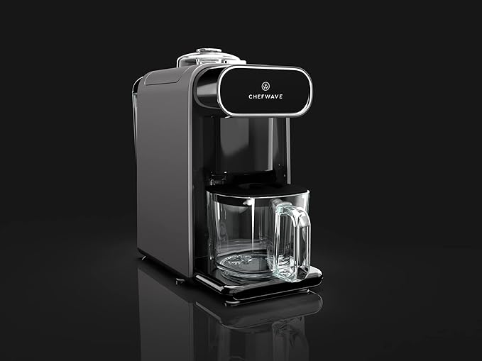 ChefWave Milkmade Dairy Alternative Vegan Nut Milk Maker Machine Almond Milk Soy Milk Oat Milk Cashew Milk Coconut Milk Macadamia Milk, No Soaking, Auto-Clean, Delay Start, Recipe Book - Silver/Black