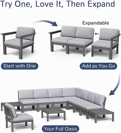 Stoog Patio Furniture Set, 6-Piece All-Weather Outdoor Sectional Sofa Set - Image 4