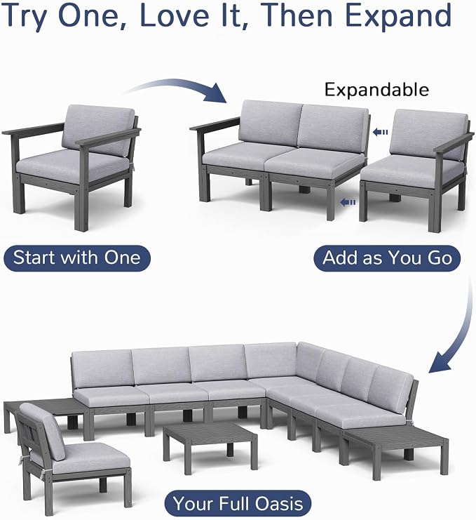 Stoog 11-Piece Patio Furniture Set, All-Weather Outdoor Sectional Sofa Set - Image 4