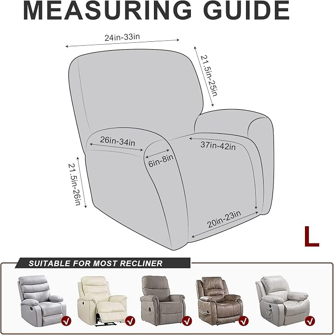 ANARACHON Leather Look Recliner Chair Covers, 4 Pieces Recliner Covers Non Slip - Image 3