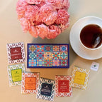 Octavius | Tile Motif Wooden Caddy Tea Sampler Pack | Assortment of 3 Black & 3 Green Teas | 30 Enveloped Double Chamber Tea Bags | Tea Sampler Variety Pack | Perfect for Tea Lovers | Pack of 1
