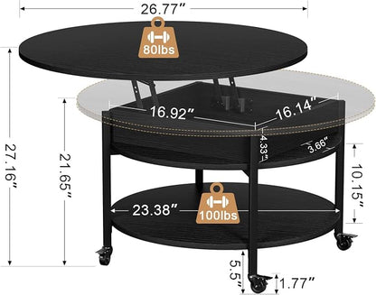 FABATO Round Lift Top Coffee Table - Image 3
