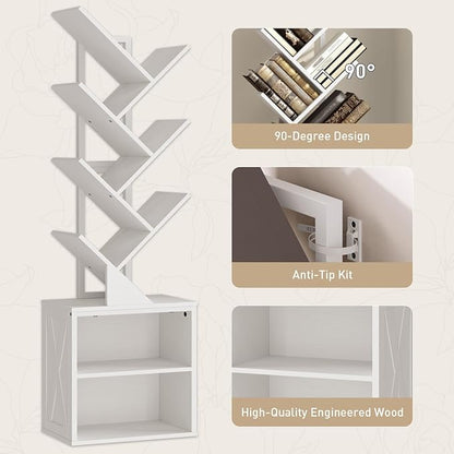 RALGEND Tree Bookshelf, 6 Tier Bookcase - Image 8