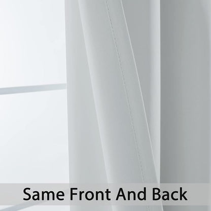 Yakamok Greyish White Room Darkening Curtains 84 inch Sliding Door Drapes | 1 - Image 4
