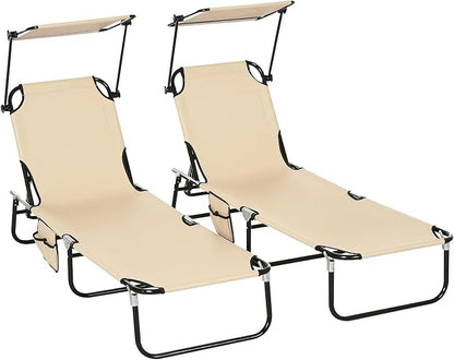 Outsunny Folding Chaise Lounge Pool Lounge Chairs Set of 2, Outdoor Sun Tanning by Outsunny