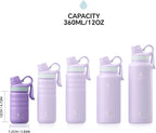 IDEUS Insulated Water Bottle 12oz, Stainless Steel Insulated Water Bottle For School, Insulated Bottles With Straws Leakproof, Vacuum Double Wall Water Bottles For Boys And Girls With 2 Lids, BPA Free