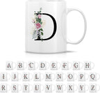 Retreez Initial A-Z Floral Botanical Bouquet Alphabet Monogrammed Monogram Mug 11 Oz Ceramic Tea Coffee Mugs - Appreciation Thank You Wedding Birthday Gifts for her friend coworker sister - D Initial