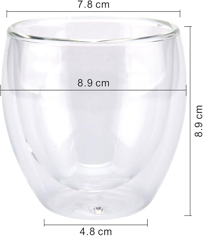 ComSaf 8oz Glass Coffee Mugs Set of 4, Double Walled Insulated Thermal Mugs for Latte Cappuccino Cocoa Milk Cafe Juice Tea, Clear Espresso Cups Set Glassware Gift for Christmas Birthday