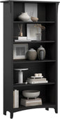 Bush Home Salinas 5 Shelf Bookcase in Vintage Black, Tall Bookshelf, Large Book by BushHome