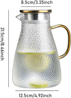 Xrrxy 2L/68oz Water Pitcher Glass Pitcher with Lid and Handle, Heat/Cold Resistant Borosilicate Glass Water Carafe for Coffee, Lemonade, Iced Tea,Beverage, Water Glass Jug