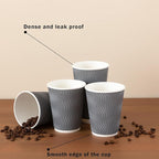 Coffee Cups 12 oz 120 Pack, Corrugated Insulated Ripple Wall Disposable Paper Coffee Cups 12oz, To Go for Hot Beverage or Cold Drinks Office/Home/Cafe/Party/Travel (Gray)