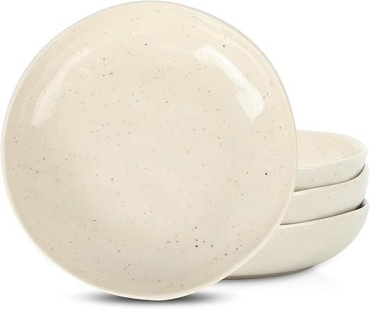 Stone Lain Mirella 4-Piece Pasta Bowl Set Stoneware, Microwave and Dishwasher safe, Beige