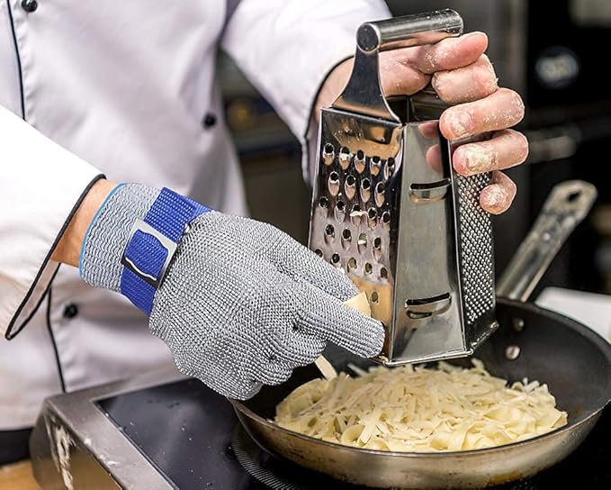 Schwer SlicePro ANSI A9 Cut Resistant Glove PR1707, Food Grade Stainless Steel Wire Metal Gloves, Cutting Gloves for Kitchen, Meat Cutting, Oyster Shucking, Fish Fillet, Non-PFAS（M, 2 PCS）
