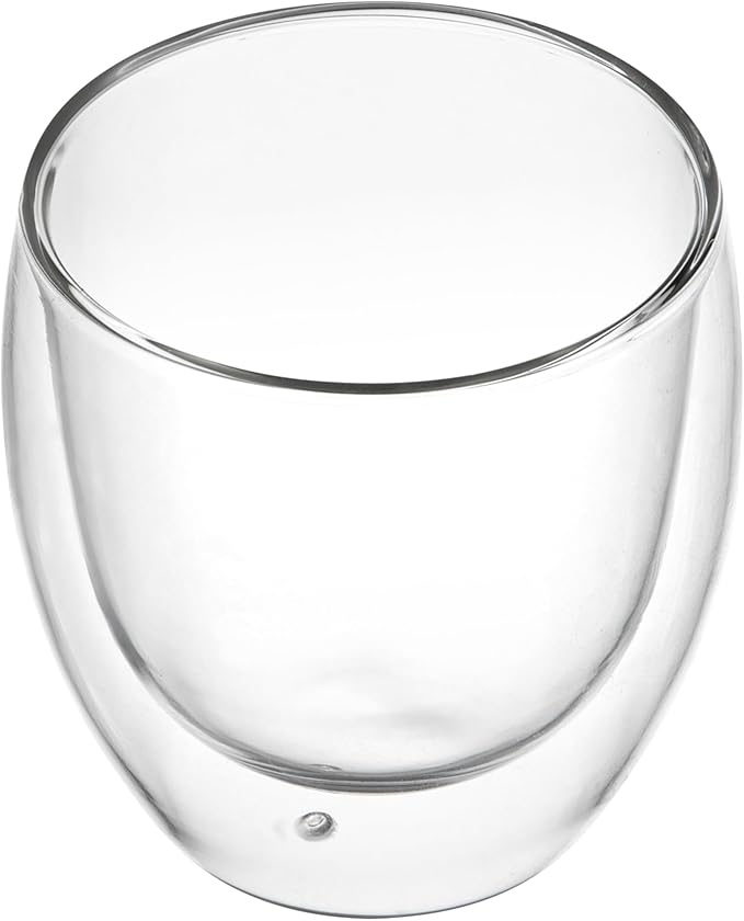 Restaurantware-Forma Professional 8.5 Ounce Double Wall Coffee Cups, 12 Insulated Latte Glasses - Dishwashable, Reusable, Clear Glass Beverage Cups, Freezable, For Hot Or Cold Beverages