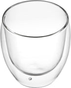 Restaurantware-Forma Professional 8.5 Ounce Double Wall Coffee Cups, 12 Insulated Latte Glasses - Dishwashable, Reusable, Clear Glass Beverage Cups, Freezable, For Hot Or Cold Beverages