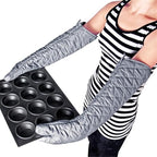 Extra Long 23 Inch Heat Resistant Oven Gloves New Cotton Oven Mitts Kitchen Gloves High Temperature Cooking Tool BBQ Gloves (23-Inch)