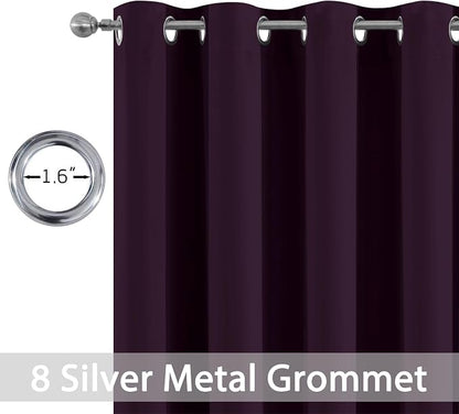 Yakamok Room Darkening Curtains 52x84 inch Length Dark Purple-Living Room | 2 - Image 2