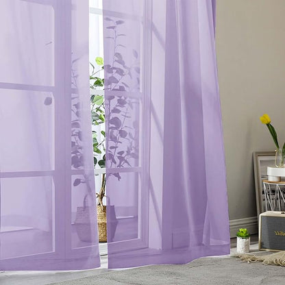 Lavender Sheer Curtains 84 Inches Long 2 Panels, Soft Airy Light Filtering - Image 9