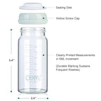 COMI Wide Neck Glass Breastmilk Collection n Storage Bottle, 6 Packs, 8oz with Screw Ring Sealing Disk; Re-markable Sealing Disc. BPA Free, Fits Breast Pumps & Nipples (3 Gray Lids + 3 Pink Lids)