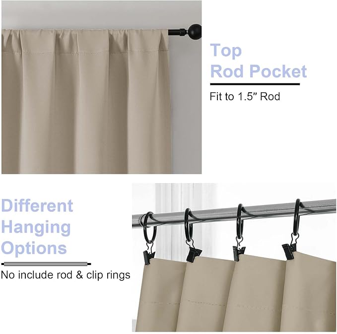 Simplebrand Ava Biscotti Beige Short Blackout Curtains - Image 4