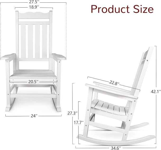 Stoog Outdoor Rocking Chairs Set of 4, All-Weather Resistant Porch Rocker - Image 3