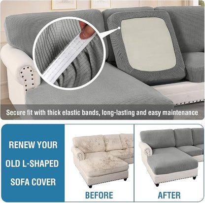 H.VERSAILTEX Sectional Couch Covers 6 Pieces Stretch Sofa Covers - Image 6