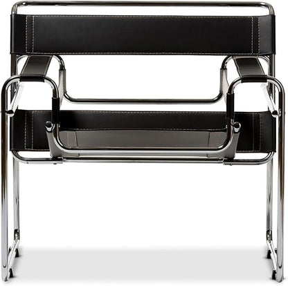 Baxton Studio Wassily Style Mid Centry Modern Accent Chair, Steel Frame and - Image 3