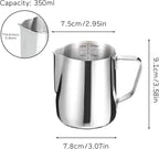 HOFASON Stainless Steel Milk Frothing Pitcher Cappuccino Pitcher Pouring Jug Espresso Cup Creamer Cup for Latte Art, 12 Ounce (350 ML)