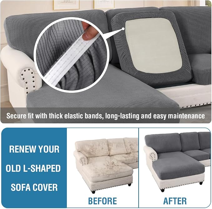 H.VERSAILTEX Sectional Couch Covers 8 Pieces Stretch Sofa Covers - Image 6