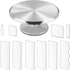 Revolving 12 Inch Round Aluminum Cake Decorating Stand - Turntable, Rotating for Pastries & Decorations
