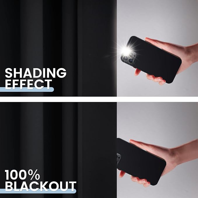 SimpleHome Black 100% Blackout Curtains Room Darkening Living Room 63 Inch | - Image 4