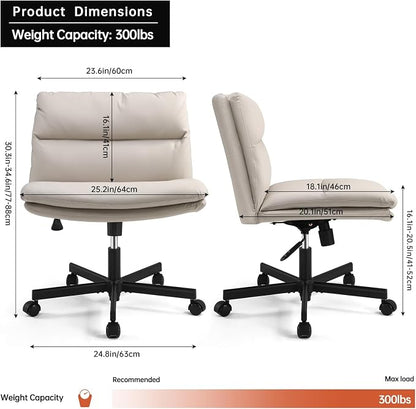 EMIAH Criss Cross Chair with Wheels Home Office Desk Chairs PU-Padded Vanity - Image 3