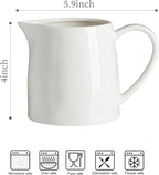 Ceramics Creamer Pitcher - 16 OZ Porcelain Coffee Creamer Pitcher with Handle, Funny Milk Pourer for Home Kitchen Coffee Bar, White