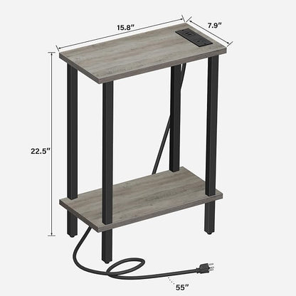 TUTOTAK Small End Table with Charging Station, Narrow Side Table with USB Ports - Image 3
