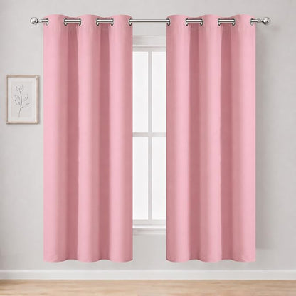 Pink Thermal Blackout Curtains/42 x 72 Inch/Set of 2 Panels Room Darkening by Lemomo