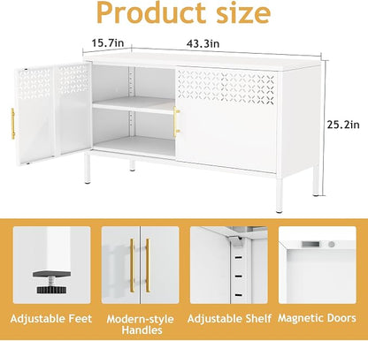 Tokawa Metal Storage Cabinet, 2-Door Short Locker Cabinets - Image 2
